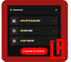Online Casino LuckyRollers promotions page showing Monday live casino bonus, Sunday Rush Hour special and 15,000 USDT lottery rewards