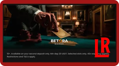 Lucky Rollers Casino second deposit promotion screenshot showing 100% bonus up to 10,000 USDT and 25 free spins with bonus code ROLLER2