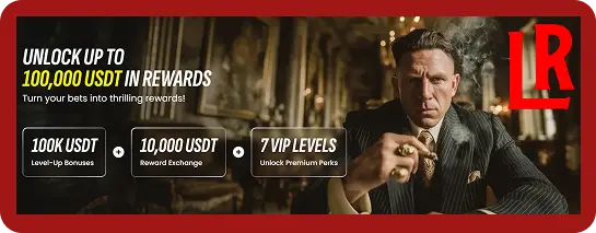 LuckyRollers Casino VIP program page showing 7 loyalty tiers from The Essential to The Lucky Roller with points earning structure and wagering requirements